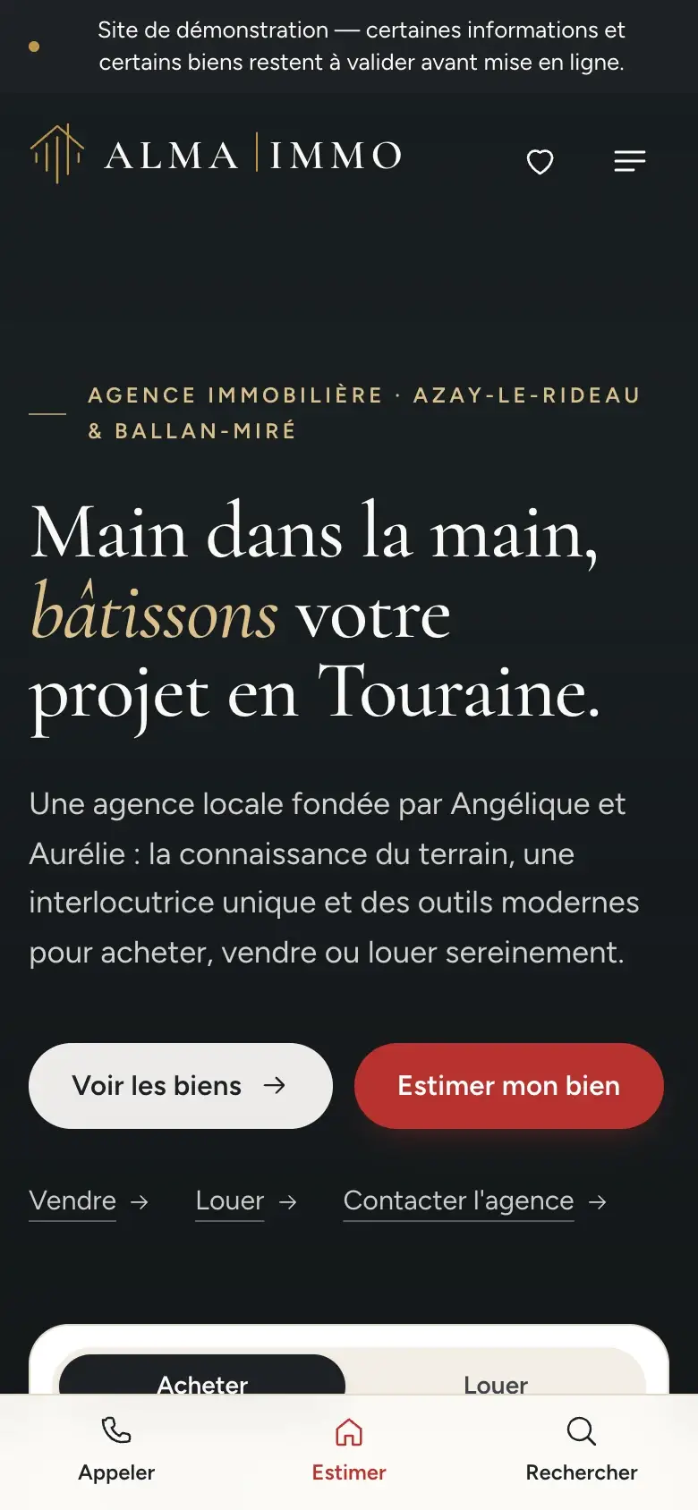 Version mobile de la même page — ALMA IMMO.