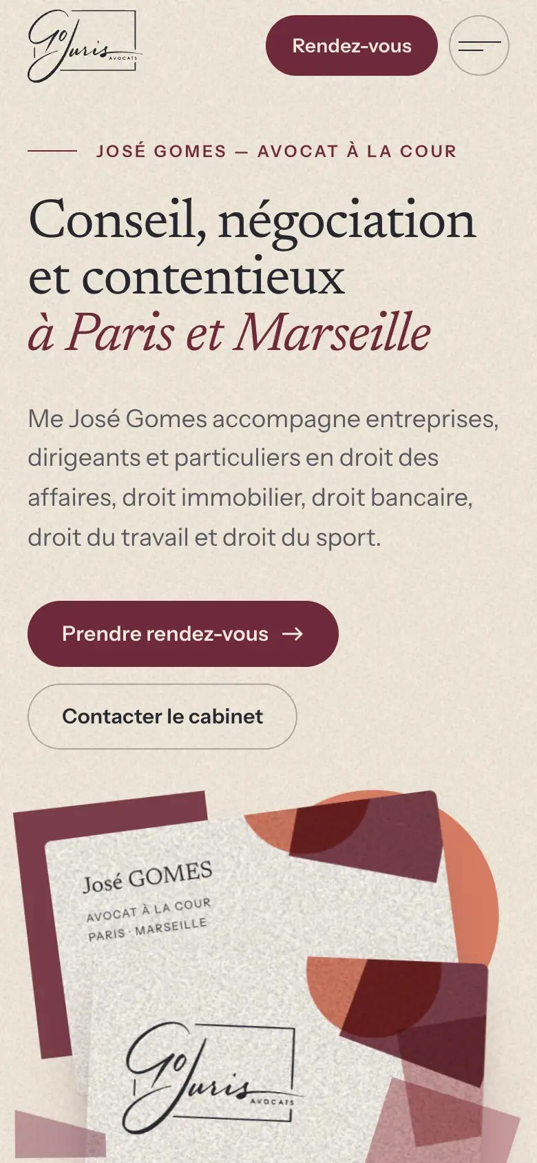 Version mobile de la même page — José Gomes — Avocat.