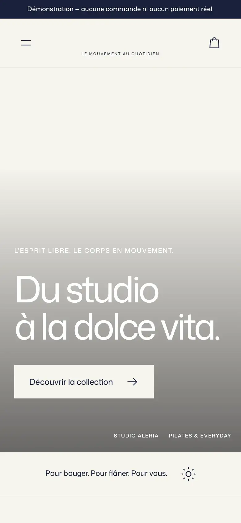 Version mobile de la même page — Studio Aleria.